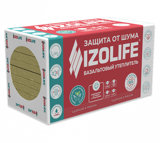 IZOLIFE СТ 60, 60кг/м3, 1200.600.50 (8 плит), (5,76 м2/уп; 0,288 м3/уп), 24 шт/пал