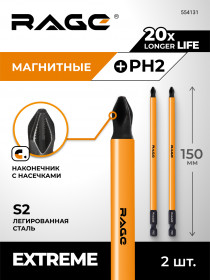 Биты магнитные S2 PH2 x 150мм 2 шт. RAGE by VIRA арт. 554131
