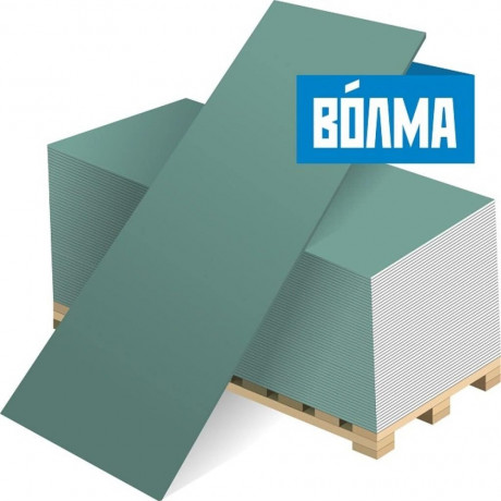 ВОЛМА Гипсокартон Стена 12,5 мм  (1,2*3,0) Влагостойкая (50 шт/пал)