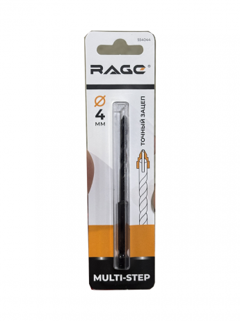 Сверло универ RAGE спир. MULTI-STEP 4мм для дер.,бетон,керамогр,стекл,кирпич, м.кер.,HEX1/4",554044