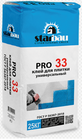 StarBau Клей для плитки универс PRO 33,  класс С1, (25 кг) (60/ 58 м/паллета)