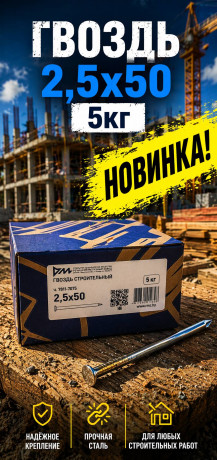 Гвоздь 2,5х50 5кг (5/1000) (арт.4371011215)