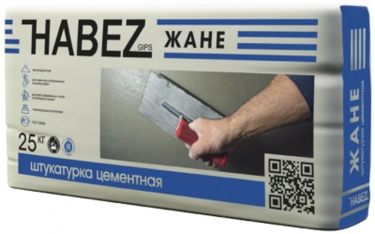 ХАБЕЗ-ЖАНЕ, М-75 штукатурка цементная машинного нанесения  25кг (56 шт/пал)