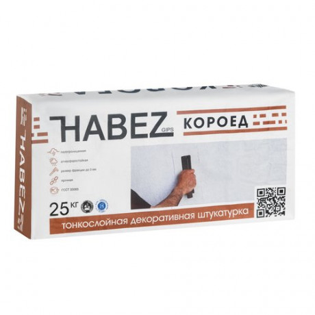 ХАБЕЗ КОРОЕД, штукатурка фасадная белая 2,5 мм 25 кг (56 шт ) 