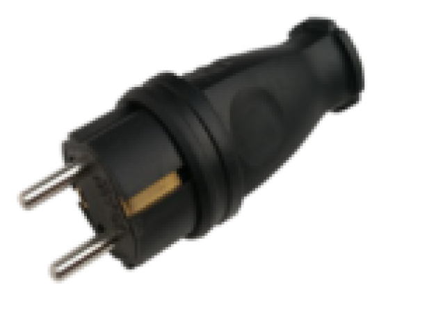 Вилка прямая с з/к каучук 16А IP44 черн. 9210 IN HOME