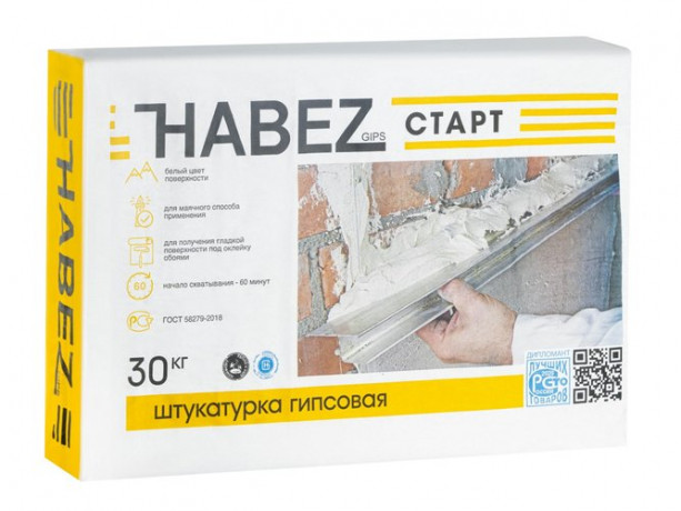 ХАБЕЗ СТАРТ, штукатурка гипсовая "стартовая" 30кг (45 шт )