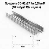 Профиль CD 60х27 4м 0,55мм M (18 шт/уп/ 432 шт/пал)