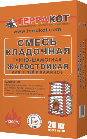ТЕРРАКОТ Смесь глино-шамотная штукатурная жаростойкая высокопрочная 5 кг (216 шт/пал)