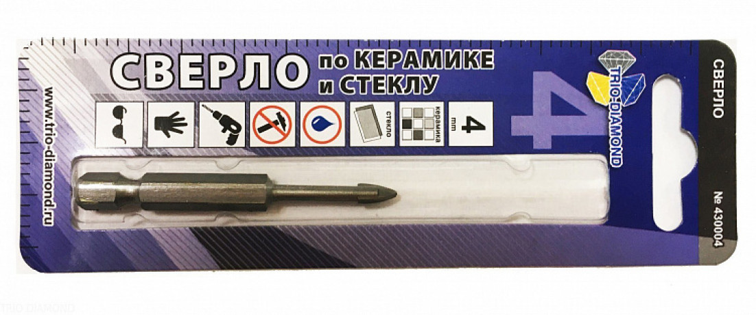 Сверло по стеклу и керамике 4мм ТРИО ДИАМАНТ  430004