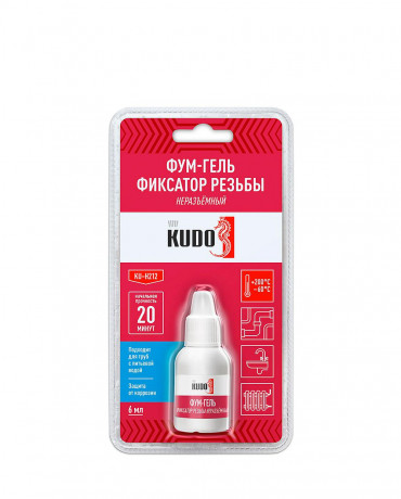 КУДО Фум-гель (фиксатор резьбы) неразъемный KU-H212, 6мл, (24шт/уп) КУДО Фум-гель (фиксатор резьбы) неразъемный KU-H212, 6мл, (24шт/уп)