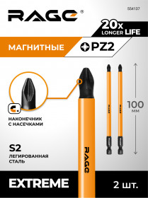 Биты магнитные S2 PZ2x100мм 2 шт. RAGE by VIRA, арт.554137