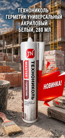 Технониколь Герметик универсальный акриловый белый, 280 мл (12шт)